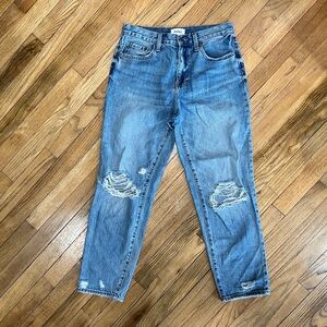 Pistola Distressed Straight Leg Jeans Women’s Size 27 Medium Wash Ripped Knees